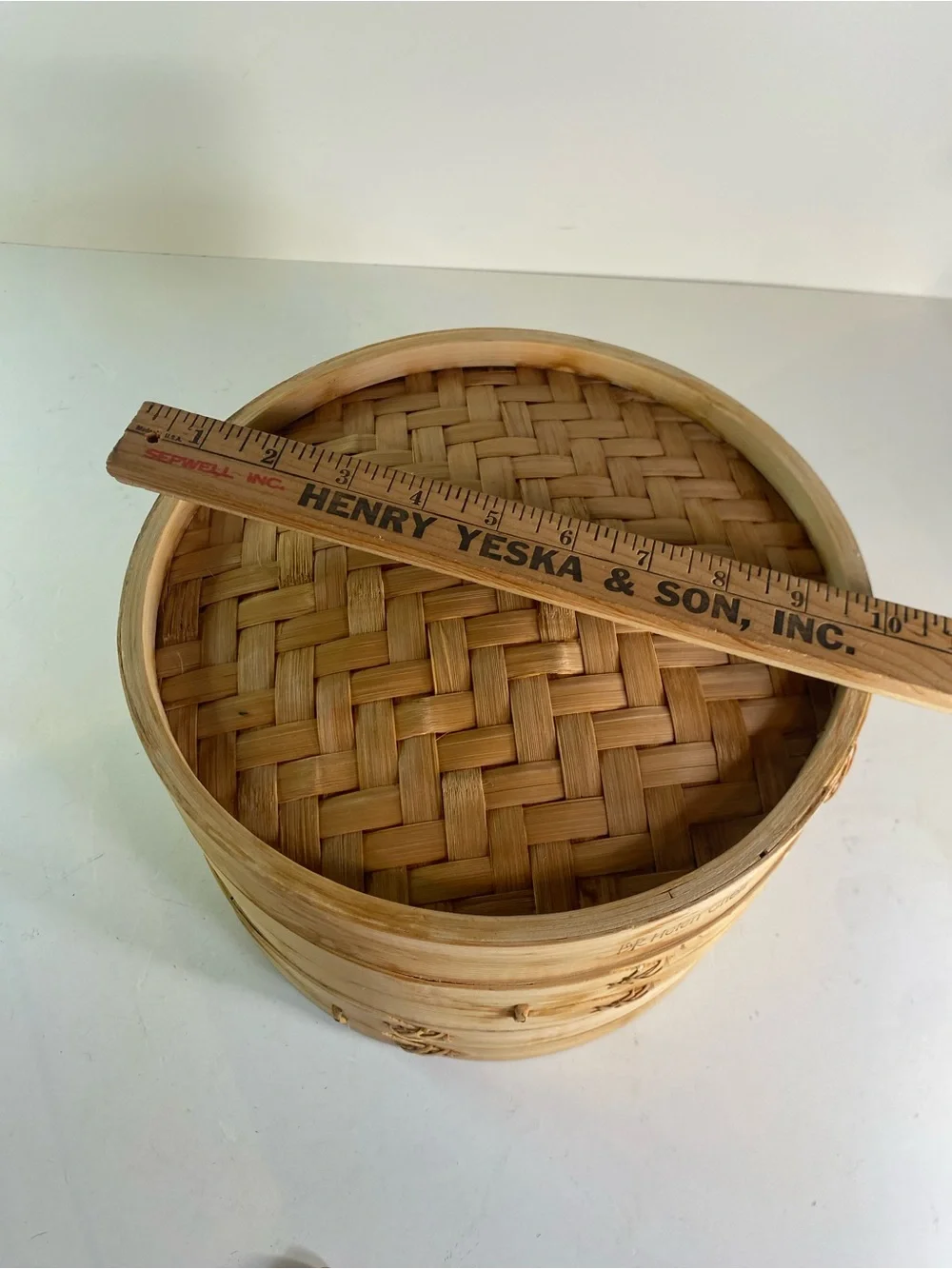 Vintage Covered 2-Tier Bamboo Steamer Basket 9” Diameter